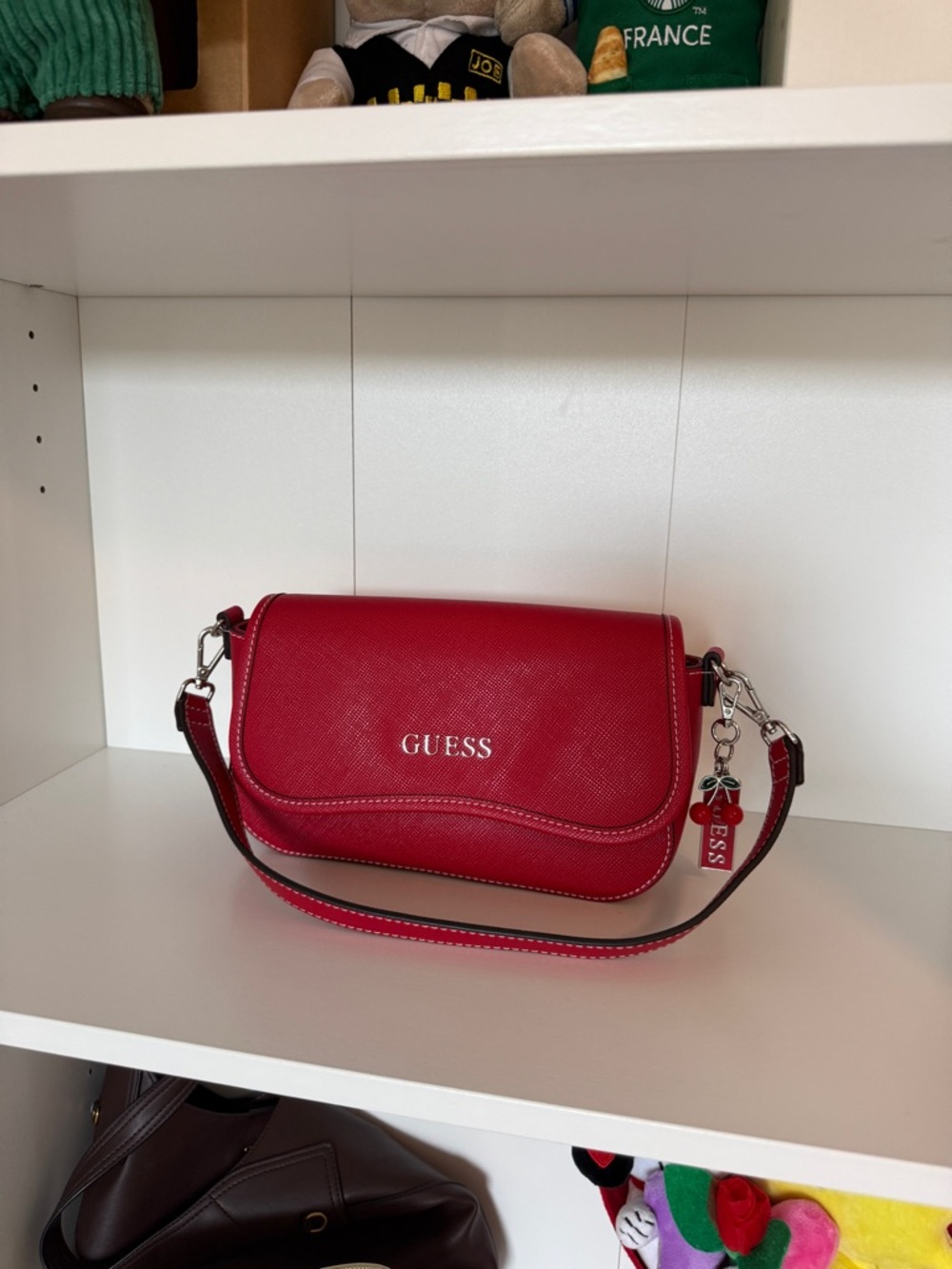 GUESS Red Crossbody Bag with Cherry Charm - Picture 2 of 6